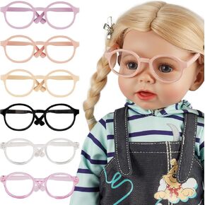Babeside 6 PCS Doll Associory نظارات دمية لدمى الأطفال 18 بوصة ، إطار مستدير نظارات الدمية مع عدسات واضحة لإكسسوارات دمية الطفل ، ألوان متعددة (دمى غير متضمنة)