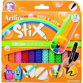 Artline Stix Brush Markers 6 مجموعة متنوعة من مجموعة أقلام- علامات الخط- علامات الخطية غير السامة.