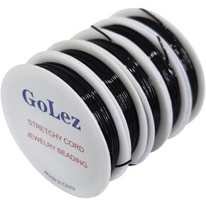 Glz 0.5mm مرنة Strect strect حبل المجوهرات للخرز لقلادة السوار المزيفة الخيط الأسود اللون 15 متر