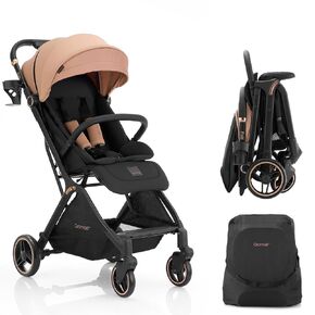 Gravity Folding Baby Stroller - Portable Toddler Stroller w/Adjustable Backrest & Canopy, Lightweight and UV Protected Travel Stroller, One-Hand Automatic Folding - Green