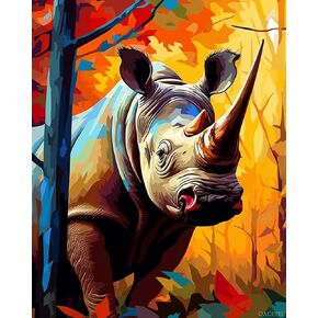 Qaceyid Painting by Number Canvas Kits ، وحيد القرن الملون في الغابة ، والطلاء حسب عدد المبتدئين ، هدية رقم الطلاء الزيت الأكريليك ، 40x50 سم