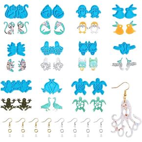 kissitty animation موضوع القرط السيليكون قوالب الذئب Cat Bird Frog Duck Octopus resin stin absing outring arring kist kit for bealth uv resin المجوهرات الحرفية الفنية