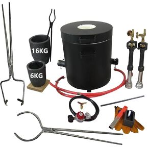 16KG/35lbs Propane Smelting Furnace Kits with Crucible Tongs Set, Melting Foundry Furnace Tools for Melting Metal Gold Silver Copper Aluminium