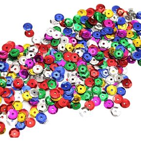 2000 Pcs Loose Plastic Sequins Glitter Craft Sequins Colorful Sewing Sequins Round Cup Sequins Embroidery Sequins Spangles for DIY Arts
