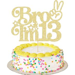 Ephlyn 1Pcs Happy 13th Birthday Cake Topper, Officially Teenager 13 Cake Decor, Bro I'm 13 Cake Decoration, Teens Funny 13th Birthday Party Decorations Supplies Pink
