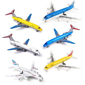 Toy Airplane 6 Pack Mini Diecast Airplanes, Aircraft Plane Playset Includes Glider Planes, Airlines Plane Toys for Birthday Party Favor Toys for Kids Boys and Girls