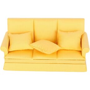 Dollhouse Furniture 1 12 Scale Couch Doll House Mini Sofa مع 3pcs وسادة غرفة المعيشة أثاث دمية الخشبية الملحقات الديكور القراءة كرسي الاصطناعي ديكور غرفة (أبيض)