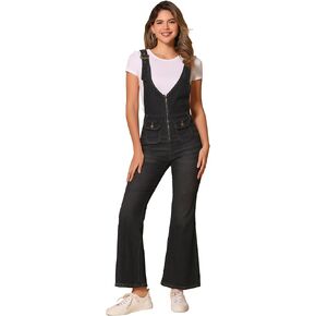 Allegra K Overalls Jeans for Women's Casual Adjustable Bib Bell Bottom Denim Pants Jumpsuits in Kuwait