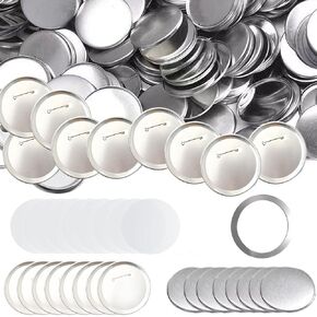 75mm Metal Button Maker Supplies 100 Sets for Button Maker Machine 2.95 inch Round Badge Parts Includes Metal Cover, Pin Back Cover, Clear Film and 1 Gasket