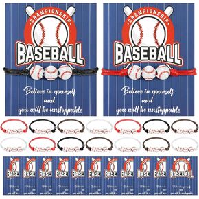 Yinkin 16 PCS Baseball Team Gifts for Girls Bracelet Barelet Boys Sport Party Party Favors Valentines Charms Gifts Gifts Toys with Convariation Card Gift Brak