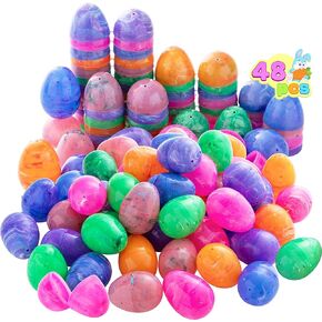 Joyin 48 PCS 2.3 "بلاستيك رخام رخامي قزحيات عيد الفصح ملونة قذائف عيد الفصح لملء علاجات محددة ، مفضل حفلة ، لعبة الصيد ، حشو السلة