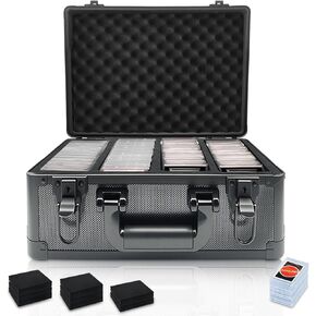 Graded Card Box - Aluminum Alloy 4-Row Graded Card Storage Box, Compatible with 110 Cardboards, Trading Collector Storage Box Case Fits PSA, BGS, SGC and Top Loaders