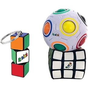 مجموعة هدايا Rubik's Cube المكونة من 3 قطع (كرة قوس قزح ، مكعب اسفنجي وسلسلة مفاتيح تويست) ؛ لعبة الجيب التعليمية والساق ، دعابة في الدماغ ، تخفيف التوتر ، ألعاب متعة ومضافة للبالغين والمراهقين والأطفال
