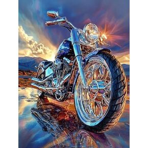 Motorcycle Stamped Cross Stitch Kits for Beginners Adults - Preprinted 11CT Easy Pattern Needlepoint Kits, Arts and Crafts for Home Decor (11.8x15.7inch) 9