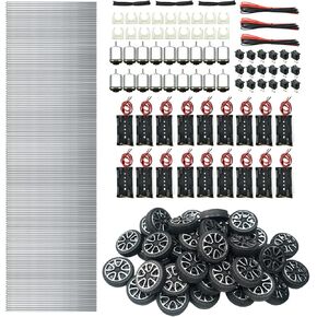 Eudax 18 Set Mini Electric 1.5-3V 24000 دورة في الدقيقة مجموعة محركات DC مع 300 PCS بلاستيك لفة 2 مم من ألعاب DIA DIA DIAT و 150 PCS 2MMX100MM محاور ROLE ROD ROLD ROLD DIY لعبة RC CAR TRACK HE
