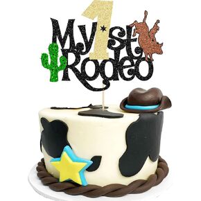1pc كاوبوي 1 كعكة عيد ميلاد توببر بريق أول عيد ميلاد قبعة رعاة البقر رعاة البقر واحد ديكورات الكعكة للموضوع الغربي استحمام الطفل الأطفال الأولاد الأول