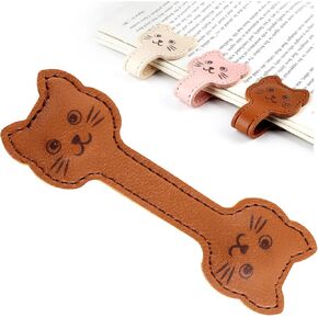 Zkptops Magnetic Leather Bookmarks Cute Cat Book Markers for Reading Women Men Strong Magnet Bookmark Clips Page Mark Unique Books Accessories Gifts for Book Lovers Teachers Students Reader (Pink)