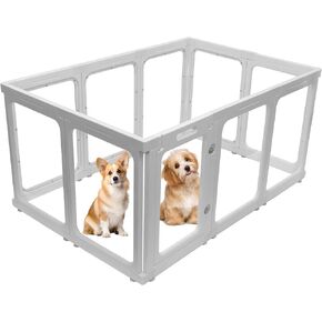 قلم الكلب الأكريليك ، قلم لعب الكلب الصافي ل Puppy Cat Rabbit Ferret شفافة سهلة التجميع whelping قفص قفص العلبة متينة وسهلة التنظيف مناسبة للحيوانات الأليفة الصغيرة (23.6 "الارتفاع ، 10ps)