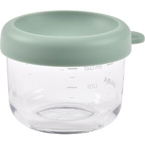 Beaba 6 Pack Pack Glass Baby Food Swars مع أغطية الهواء الضيقة للسيليكون الناعم ، وحاويات تخزين زجاجية 5 أوقية مع أغطية ، وحاويات ميكروويزر آمنة ، وشروق الشمس
