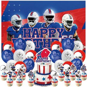 32PCS Buffalo Team Firth Party Supplies ، Rucby موضوع زخارف الحفلات تشمل خلفية عيد ميلاد 5*3ft
