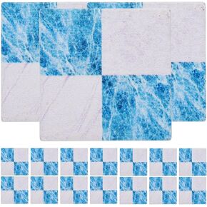 Miniature Dollhouse Flooring 36Pcs Wooden Mini Flooring Mini Wooden Dollhouse Floor Boards Mini House Decorations Dollhouse Furniture Accessories (Blue and White)