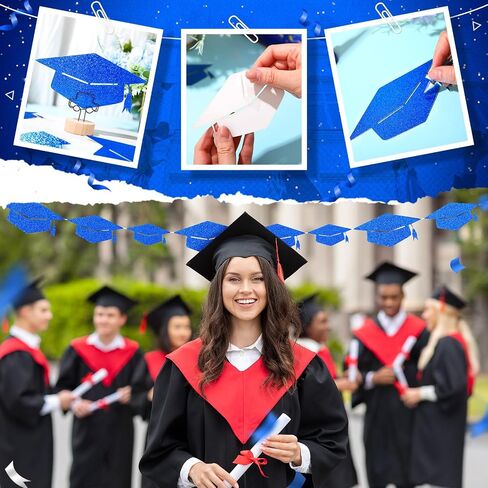FUUTREO 120 PCS GLITER GRAD CATOUTS CARGEUTION CAPS GLITTER CONFOTTI Congrats GRAD PAPER TAGS SIDE FORSS PRASS OF 2025 DIY CRAFT BULLETIN SCHOOL SCHOOL SCELIS (Blue) in Kuwait