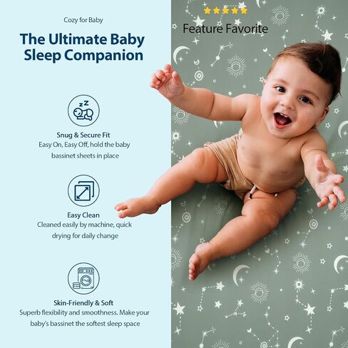 Baby Bassinet Sheets Girl Boy, Fitted Bassinet Sheet Set 3 Pack Bassinet Mattress Sheets Universal Fit for Rectangle, Round, Oval, Hourglass Mattress, Soft Breathable Blue Gray Planet in Saudi Arabia
