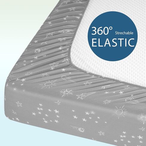 Baby Bassinet Sheets Girl Boy, Fitted Bassinet Sheet Set 3 Pack Bassinet Mattress Sheets Universal Fit for Rectangle, Round, Oval, Hourglass Mattress, Soft Breathable Blue Gray Planet in Saudi Arabia