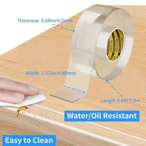 Clear Edge Protector Strip, 0.8in x 9.84FT, Sharp Edge Wrap Cover Tape, Self Adhesive Corner Protective Bumper Guards for Cabinet Door Desk Glass Table Furniture, Kitchen Countertop, Waterproof in Kuwait