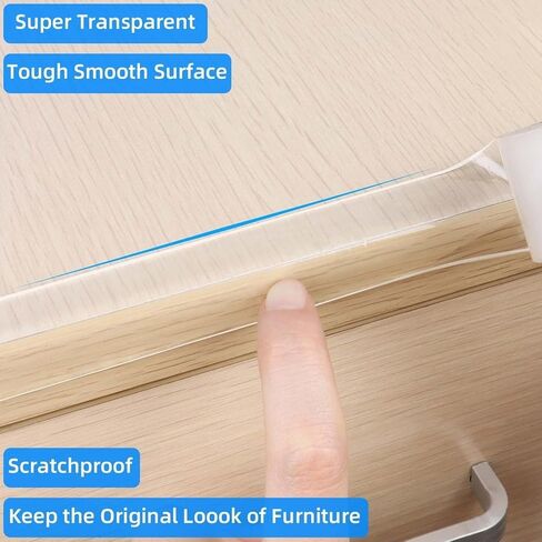 Clear Edge Protector Strip, 0.8in x 9.84FT, Sharp Edge Wrap Cover Tape, Self Adhesive Corner Protective Bumper Guards for Cabinet Door Desk Glass Table Furniture, Kitchen Countertop, Waterproof in Kuwait