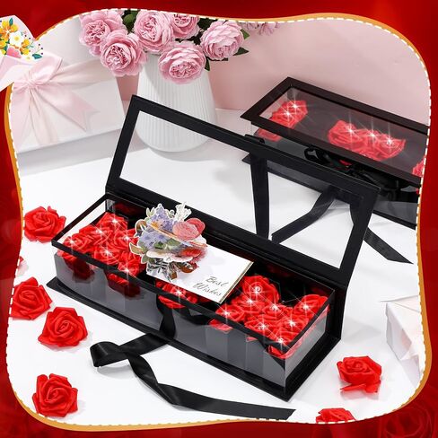 2 Set Mothers Day Flower Gift Box Empty ''I Love You'' ''MOM'' Letter Shaped Fillable Box 17.52"x6.1"x3.82" with 50 Roses, 50 Bouquet Pins and 2 Greeting Cards for Floral Arrangements(Pink) in Saudi Arabia