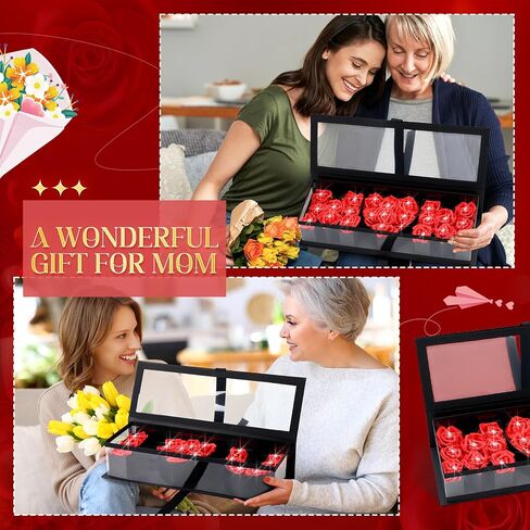 2 Set Mothers Day Flower Gift Box Empty ''I Love You'' ''MOM'' Letter Shaped Fillable Box 17.52"x6.1"x3.82" with 50 Roses, 50 Bouquet Pins and 2 Greeting Cards for Floral Arrangements(Pink) in Saudi Arabia