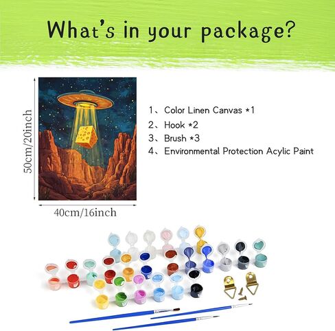 UFO Paint by Numbers, Flying Saucer Inhaled Cheese Paint by Number for Adults on Canvas, Funny Abstract Acrylic Oil Painting Kit, Home Wall Decor - Canyon Landscape(16x20inch, No Frame) in Saudi Arabia