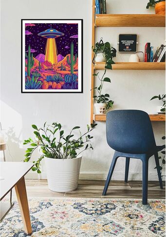 UFO Paint by Numbers, Flying Saucer Inhaled Cheese Paint by Number for Adults on Canvas, Funny Abstract Acrylic Oil Painting Kit, Home Wall Decor - Canyon Landscape(16x20inch, No Frame) in Saudi Arabia