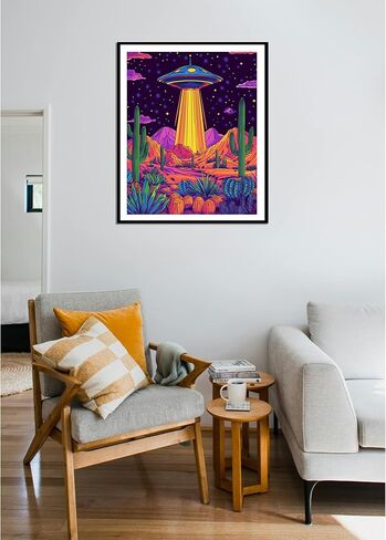 UFO Paint by Numbers, Flying Saucer Inhaled Cheese Paint by Number for Adults on Canvas, Funny Abstract Acrylic Oil Painting Kit, Home Wall Decor - Canyon Landscape(16x20inch, No Frame) in Saudi Arabia