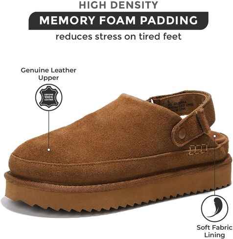 Project Cloud Genuine Suede Clogs for Women - Memory Foam Platform Clogs Womens Shoes - Nonslip Slides for Women w/Straps Lightweight Womens Clogs & Mules for Women 2025 (Goldstar, TAUP, 7.5) in Saudi Arabia
