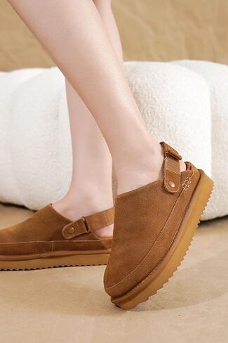 Project Cloud Genuine Suede Clogs for Women - Memory Foam Platform Clogs Womens Shoes - Nonslip Slides for Women w/Straps Lightweight Womens Clogs & Mules for Women 2025 (Goldstar, TAUP, 7.5) in Saudi Arabia