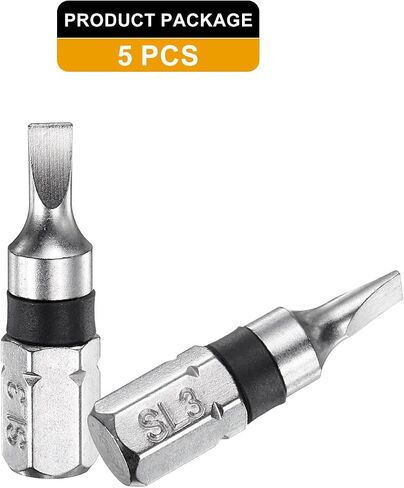 HARFINGTON 5pcs Slotted Screwdriver Bit SL3 1/4" Hex Shank 25mm/1" Length Magnetic Flat Head Hex Bits S2 Steel Electric Screw Driver Bit in Saudi Arabia