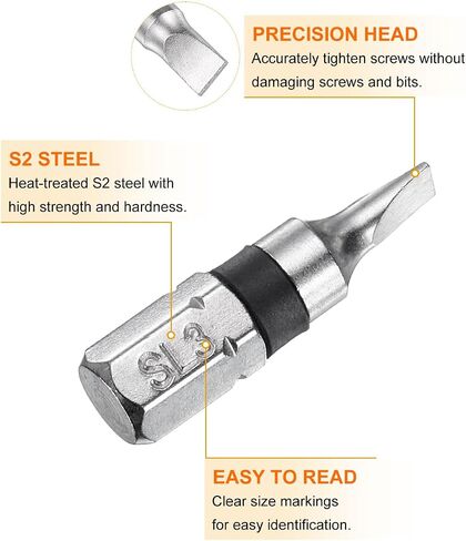 HARFINGTON 5pcs Slotted Screwdriver Bit SL3 1/4" Hex Shank 25mm/1" Length Magnetic Flat Head Hex Bits S2 Steel Electric Screw Driver Bit in Saudi Arabia