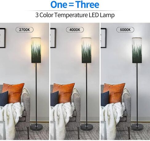 Boho Standing Lamps Forest nature landscape coniferous trees Pine Silhouette Minimalist Floor Lamp Metal Pole Lamp with Linen Lampshade for Bedroom Living Room Office Nursery Reading Foot Switch in Saudi Arabia