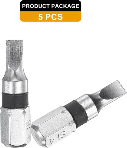 HARFINGTON 5pcs Slotted Screwdriver Bit SL3 1/4" Hex Shank 25mm/1" Length Magnetic Flat Head Hex Bits S2 Steel Electric Screw Driver Bit in Saudi Arabia