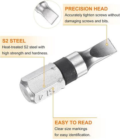 HARFINGTON 5pcs Slotted Screwdriver Bit SL3 1/4" Hex Shank 25mm/1" Length Magnetic Flat Head Hex Bits S2 Steel Electric Screw Driver Bit in Saudi Arabia