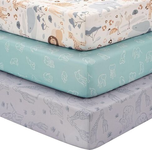 Baby Crib Sheets for Boys Girls, Fitted Crib Sheet Neutral 3 Pack for Standard Crib and Toddler Mattress, Breathable Soft Microfiber Baby Sheet 28x52x8in Blue Gray Planet in Saudi Arabia
