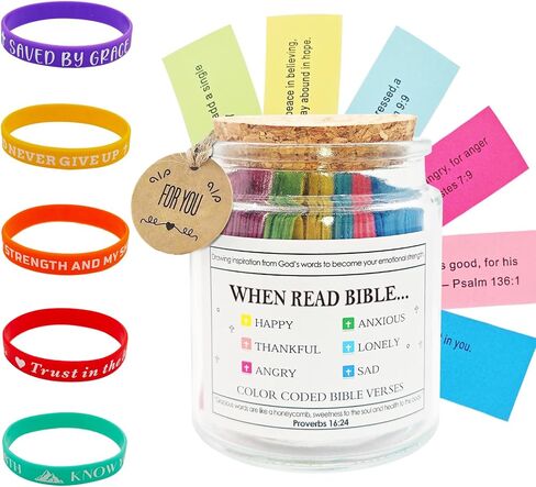 Bible Study Jars with 5 Religious Bracelets for Teens, Student-Christian Learning Activity Kit for Sunday School,Student Prizes, Birthday, Graduation Gifts (Regular Edition) in Saudi Arabia