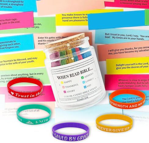 Bible Study Jars with 5 Religious Bracelets for Teens, Student-Christian Learning Activity Kit for Sunday School,Student Prizes, Birthday, Graduation Gifts (Regular Edition) in Saudi Arabia