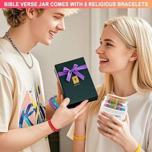 Bible Study Jars with 5 Religious Bracelets for Teens, Student-Christian Learning Activity Kit for Sunday School,Student Prizes, Birthday, Graduation Gifts (Regular Edition) in Saudi Arabia