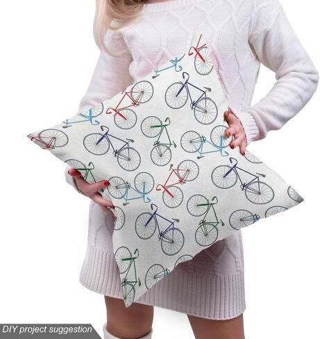Ambesonne Bicycle Fabric من الفناء ، دراجات تصميمة عادية تجريدية للتصميم في النسيج المعروض ، الزخرفية للمفروش in Kuwait