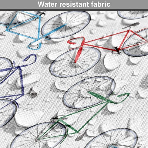 Ambesonne Bicycle Fabric من الفناء ، دراجات تصميمة عادية تجريدية للتصميم في النسيج المعروض ، الزخرفية للمفروش in Kuwait