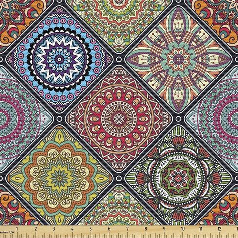 Ambesonne Bicycle Fabric من الفناء ، دراجات تصميمة عادية تجريدية للتصميم في النسيج المعروض ، الزخرفية للمفروش in Kuwait