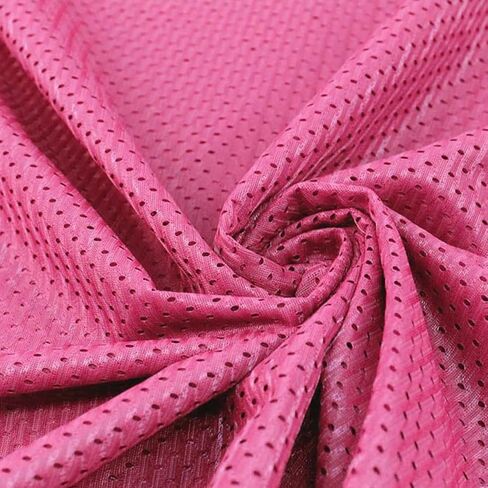 Stylish FABRIC 60" Wide Football Mesh Knit Fabric by The Yard-100% Polyester, 150 GSM, Breathable, Anti-Wrinkle, No Stretch – for Sportswear, Apparel & DIY Projects, Hot Pink 1 Yard in Kuwait